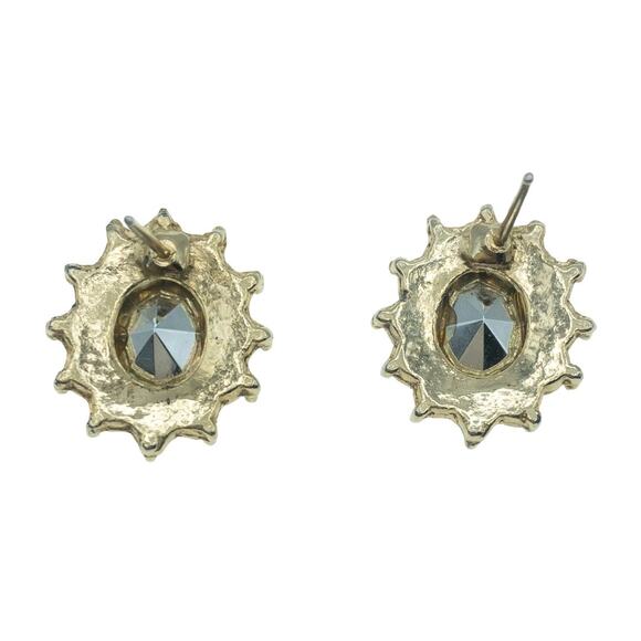 Vintage Aqua Blue Rhinestone Sunburst Stud Earrings - Picture 8 of 11